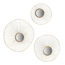Wall Mirror Abstract Designed Wall Mirrors WithFrame For Home & Office, Top Of Sideboard (Set of 3) - Gold