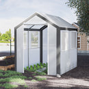 8' x 6' x 7' Walk-In Greenhouse, Outdoor Garden Warm Hot House with 4 Roll-up Windows, 2 Zippered Doors and Weather Cover, White