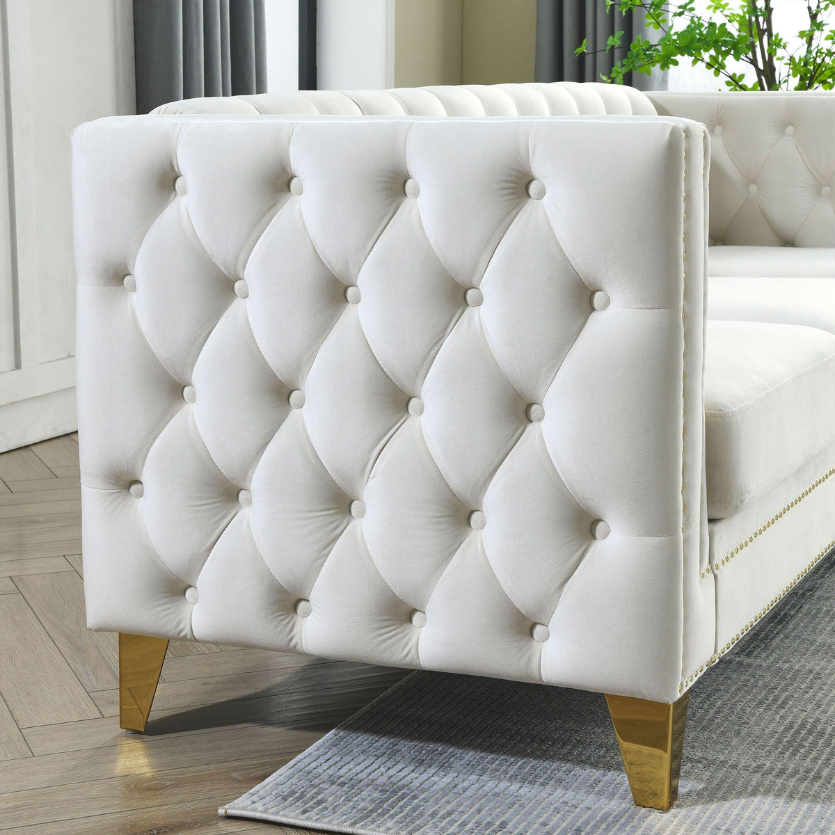 L-Shaped Corner Sofa, 5 Seater Sectional With Tufted Design, photo 16 of 23