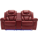 Home Theater Seating Manual Recliner Loveseat With Hide-Away Storage, Cup Holders And Led Light Strip For Living Room by HouseOfZazla