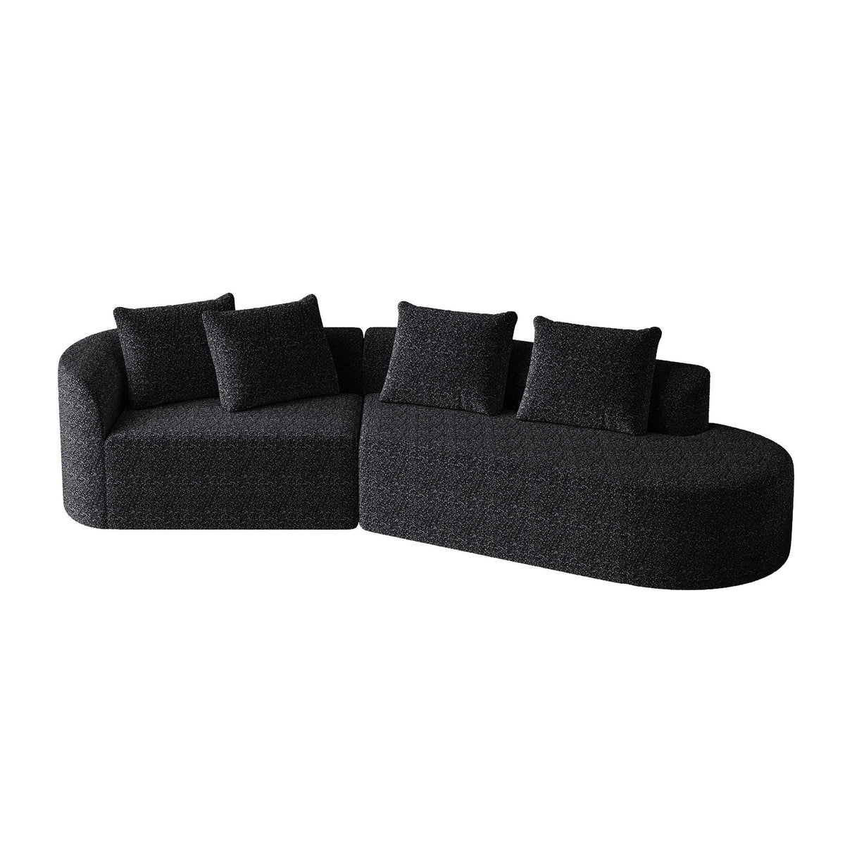 Upholstered Oversized Sectional Sofa, 4 Seater Extra Deep & Wide Curved Cloud Couch With 4 Throw Pillows For Living Room - Black, photo 19 of 23