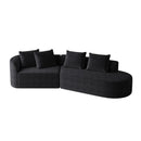 Upholstered Oversized Sectional Sofa, 4 Seater Extra Deep & Wide Curved Cloud Couch With 4 Throw Pillows For Living Room - Black by HouseOfZazla