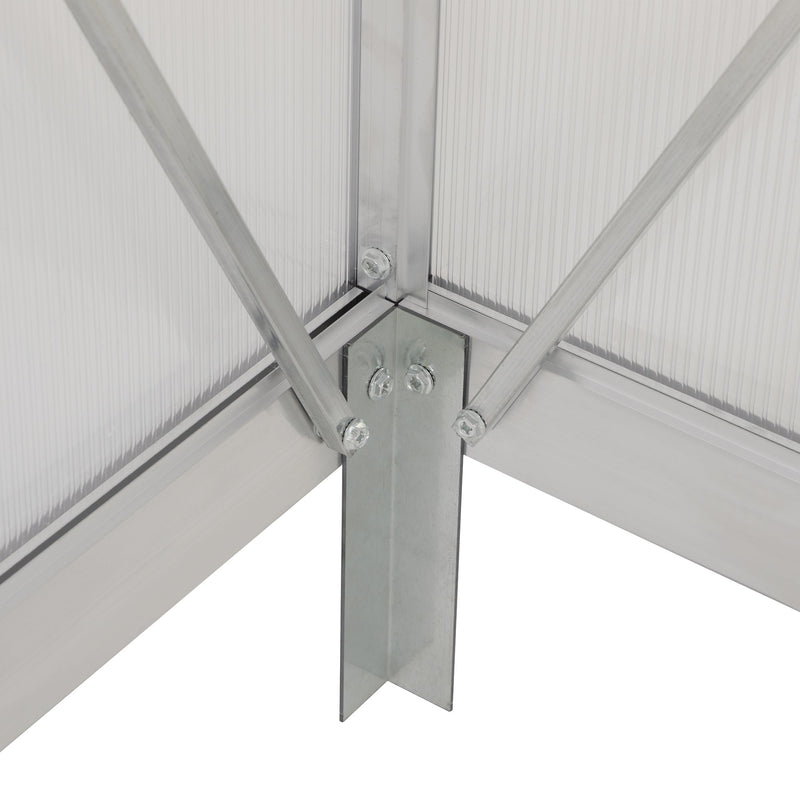 6x8 FT Polycarbonate Greenhouse, Outdoor Walk-in Green House with Vent Window, Hinged Door, Rain Gutter, Heavy-Duty Aluminum Hot House for Backyard Garden