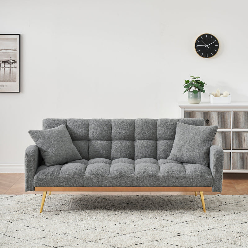 Walker Edison | Teddy Fleece Grey Sofa Bed 69" Grey