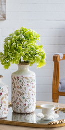 D5.3x10.6' Ceramic Cylinder Vase with Multi-Colored Floral Motifs by HouseOfZazla