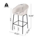 Ladd Outdoor Metal Wicker Barstool Set of 2 - Light Gray
