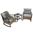3pcs Rocking Rattan Set - Grey