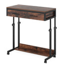 Portable Laptop Desk With Drawer & Wheels, Height Adjustable, Storage Shelf - Brown / Black by HouseOfZazla