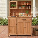 TOPAMX Potting Bench with Hutch, Solid Fir Wood Garden Workstation by HouseOfZazla