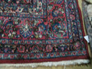 9x12 Persian Sarouk Rug - Semi Open Field Medallion Rug - Ivory Red Blue Hand Knotted Wool Oriental Carpet 9 x 12 Antique Rug - Vegetable Dyes
