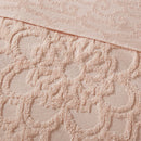 Tufted Cotton Chenille Medallion Fringe Coverlet Mini Set Blush Full/Queen