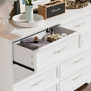 Modern 3 Drawer Bedroom Chest of Drawers with 8 Drawers Dresser, Clothes Organizer -Metal Pulls for Living Room, Bedroom, Hallway, White, 47.6" x 15.7" x 36.7"