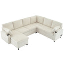 U-Shaped Sectional Sleeper Sofa With Ample Storage Space, 2 Cup Holders And Charging Ports For Living Room by Unique Piece Furniture