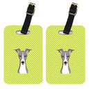 Checkerboard Lime Green Italian Greyhound Luggage Tag