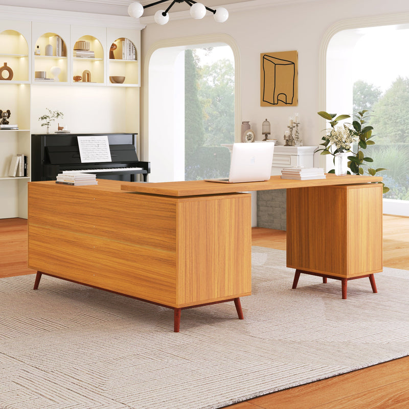 Walker Edison | Modern L-shaped 66" Desk with Storage