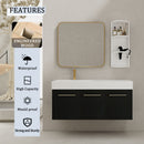 Modern Chestnut Wall Mounted Bathroom Vanity With Left Resin Sink And Storage Rack - Black Chestnut by HouseOfZazla