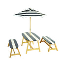 Naturally Playful Kids Picnic Table With Umbrella, Indoor / Outdoor Fun - Blue / White Stripes by Unique Piece Furniture
