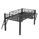 Modern Gaming Mid Loft Bed With Desk And LED Lights by HouseOfZazla
