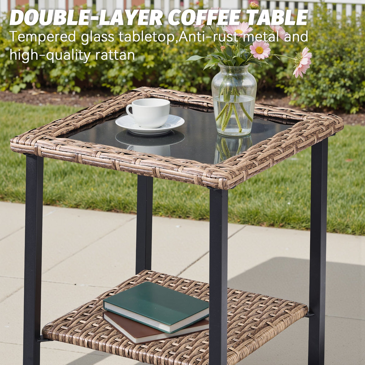 2-Person Outdoor Wicker Swivel Rocker Seating Group, photo 6 of 10