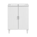 24" Bathroom Vanity with Sink, Bathroom Vanity Cabinet with Two Doors, Adjustable Shelves, Solid Wood and MDF, White