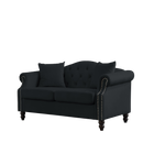 79" Chesterfield Sofa Black Velvet for Living Room, 3 Seater Sofa Tufted Couch with Rolled Arms and Nailhead for Living Room, Bedroom, Office, Apartment, 3S+2S