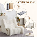 Bean Bag Chair For Adults, Lazy Floor Sofa Couch Memory Foam Bean Bag Sofas Chenille Fabric Reading Chair Comfortable Corner Lounge Sofa For Living Room - White by HouseOfZazla