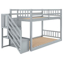 Twin Over Twin Floor Bunk Bed, Ladder With Storage by HouseOfZazla