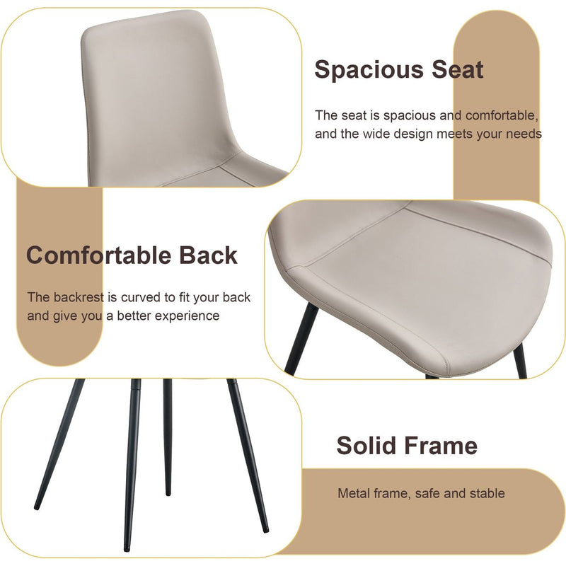 Table and chair set.Cozy Modern MDF Dining Set -67'x35.4' with 4 Gray  Artificial Leather Chairs With Curved Widened Cushion Design.Suitable for restaurants, kitchens, dining rooms,etc.