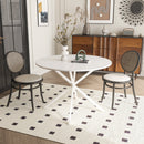 42.13" Modern Cross Leg Round Dining Table, White Top Occasional Table, Two Piece Removable Top, Matte Finish Iron Legs