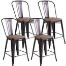 Set of 4 Industrial Metal Counter Stool Dining Chairs with Removable Backrests by LJGDeals