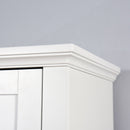 Wooden Bathroom Floor Storage Cabinet With 2 Doors And 6 Shelves - White