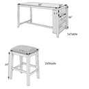 5 Pieces Counter Height Rustic Farmhouse Dining Room Wooden Bar Table Set with 4 stools, Gray