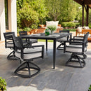 Outdoor Modern Dining Set, Chairs Sunbrella Cushioned And Dining Table With Umbrella Hole by Unique Piece Furniture