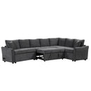 L-Shaped Sofa Convertible Sofa Bed Pull Out Sofa Sleeper With Two Back Pillows, Two USB Ports And Two Power Sockets For Living Room by HouseOfZazla