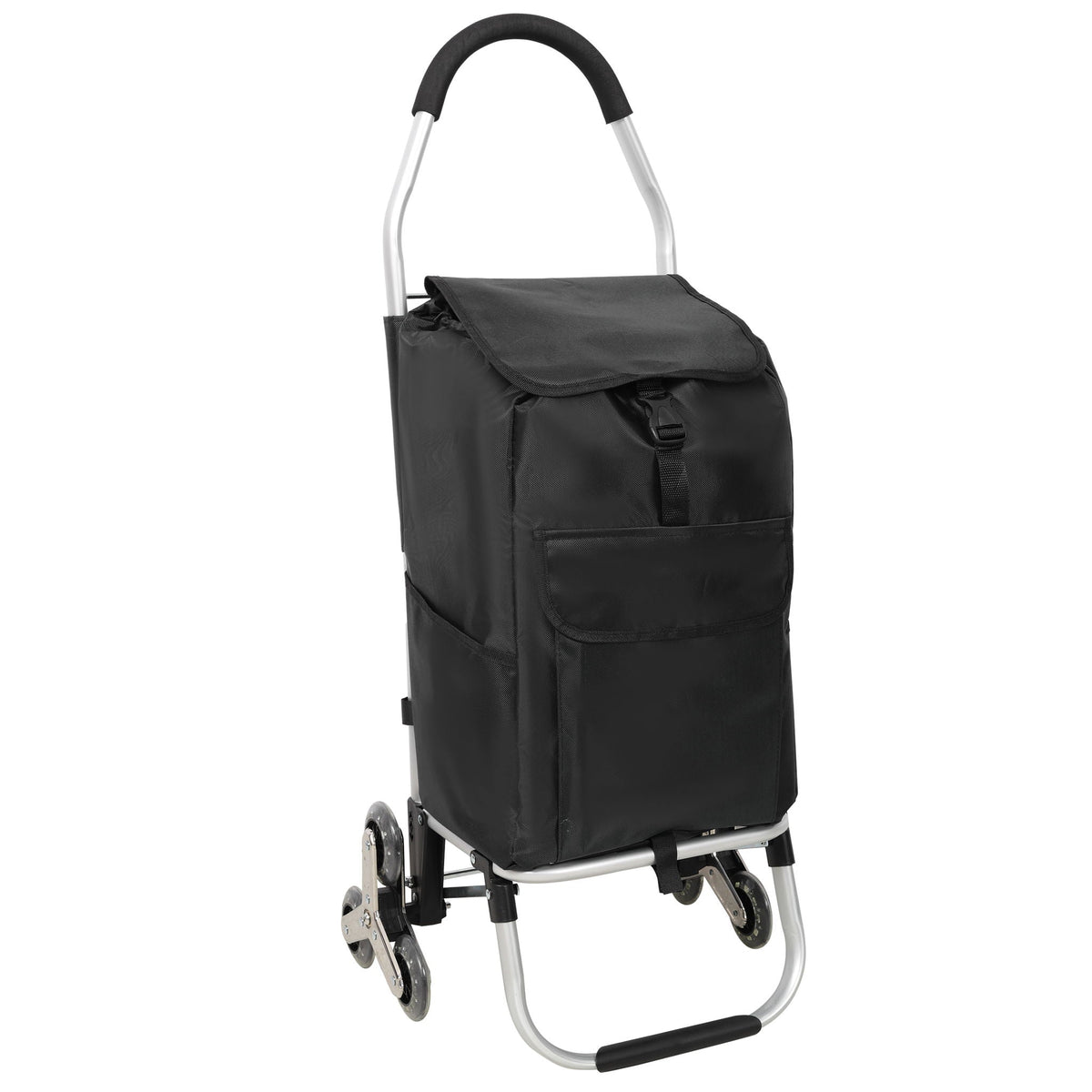 Foldable Shopping Stair Trolley With Triangular Wheels And Removable Waterproof Bag - Black, photo 14 of 19