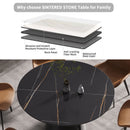 Round Modern Artificial Stone Carbon Steel Base Dining Table, Can Accommodate 6 People - Black by Unique Piece Furniture