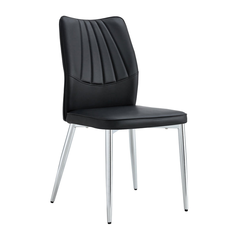6 black dining chairs. Modern chairs from the Middle Ages. Made of PU material cushion and silver metal legs. Suitable for restaurants and living rooms