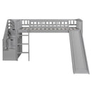 Loft Stairway Bed With 2 Drawers, Convertible Ladder And Slide