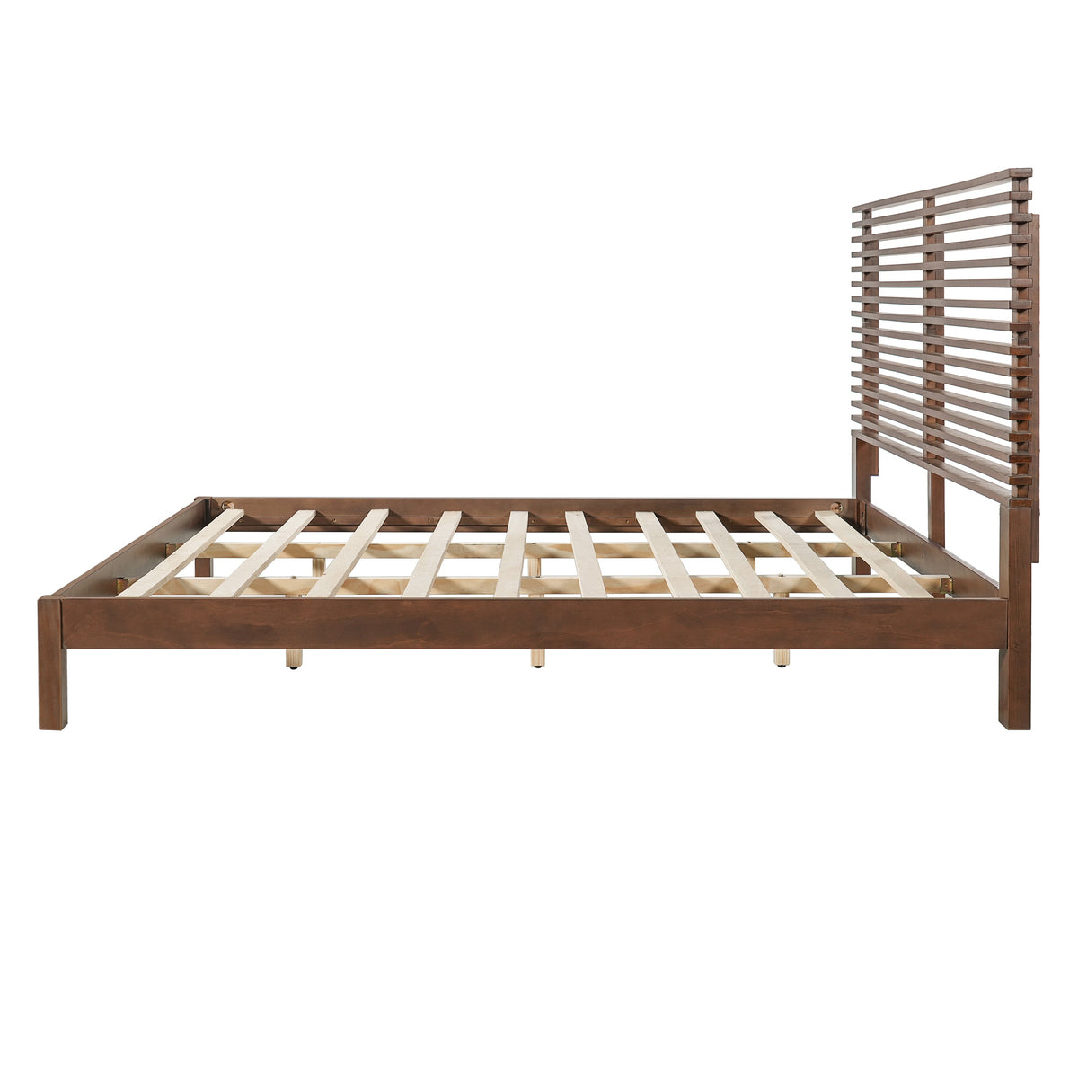 Premium Solid Wood King Size Bed Frame with Headboard - Walnut Color, photo 9 of 9