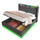 Upholstered Bed, 360 Surround LED Function, Remote Control, Hydraulic Storage Bed With USB, Type-C Charging (Without Mattress) by HouseOfZazla