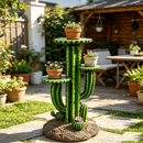 32'' Resin Saguaro Cactus Plant Stand with 3 Display Shelves
