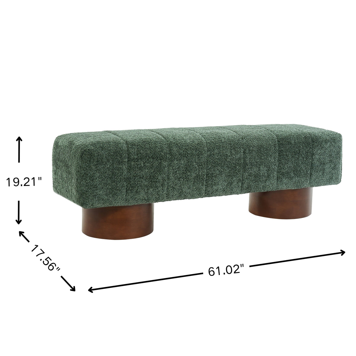 Green Boucle Upholstered Indoor Dining Bench, photo 5 of 10