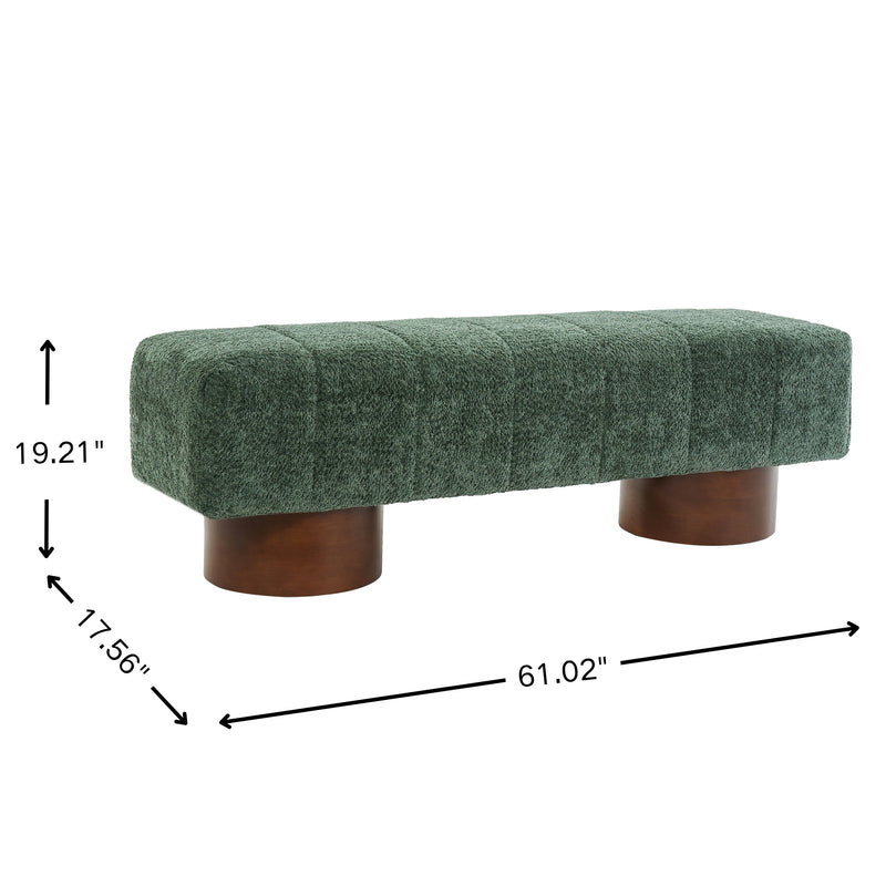 Green Boucle Upholstered Indoor Dining Bench, photo 5 of 10