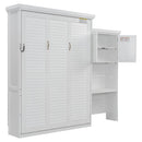 Queen Size Murphy Bed With Louvered Design And Multiple Storage Shelves - White by HouseOfZazla