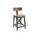 Industrial Counter Stool With Back Removable Solid Acacia - Amber by HouseOfZazla