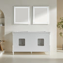 Freestanding Double Bathroom Vanity With Extra Black Handles - White by HouseOfZazla