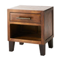 End Table in Brown Acacia Wood with Storage Drawer and Shelf by HouseOfZazla