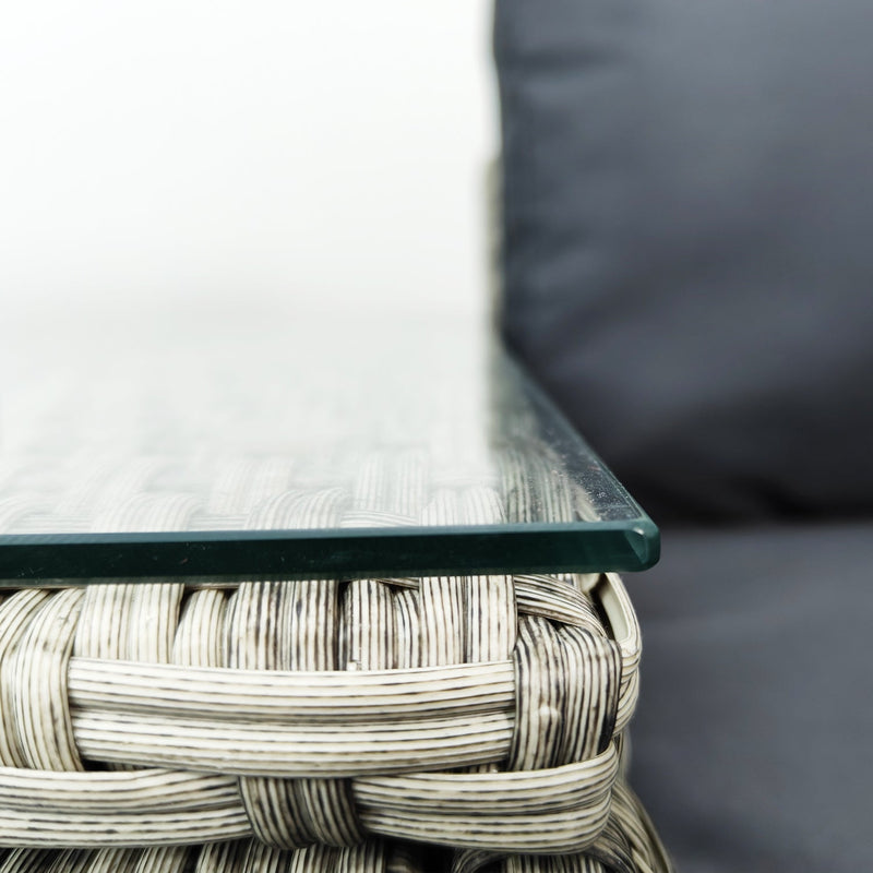 5 Pieces PE Wicker Sectional Sofa Set with Gray Cushion