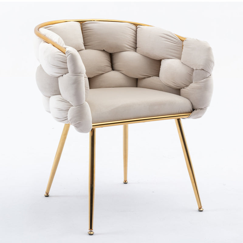 Luxury modern simple leisure velvet single sofa chair bedroom lazy person household dresser stool manicure table back chair beige