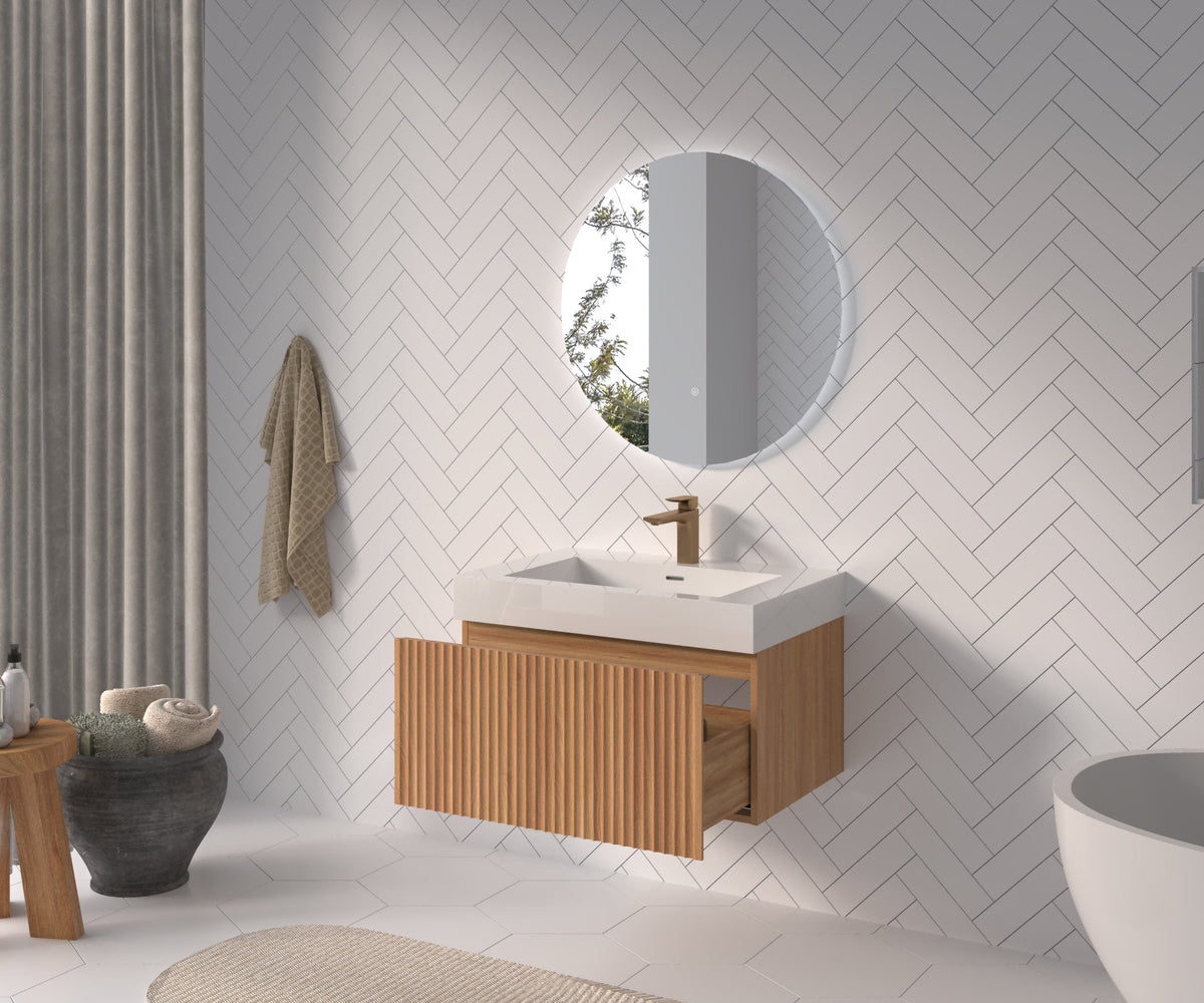 30" Bathroom Vanity with Sink - Wall Mounted Floating Cabinet, photo 4 of 10